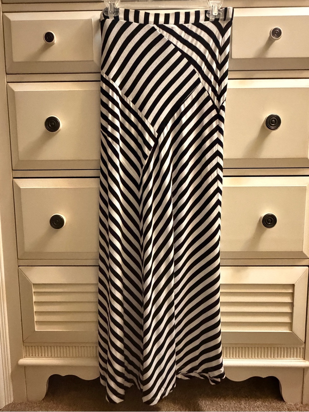Design History Black White Stripe Maxi Skirt Size S